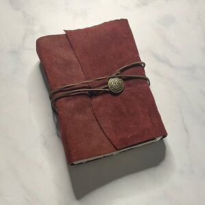 6x8 inch Rustic Leather Journal with Wrap Closure - textured paper
